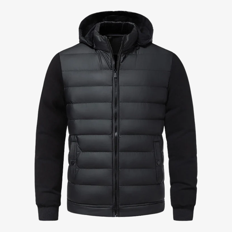 Graz Hybrid-Steppjacke mit Kapuze und Fleece-Ärmeln