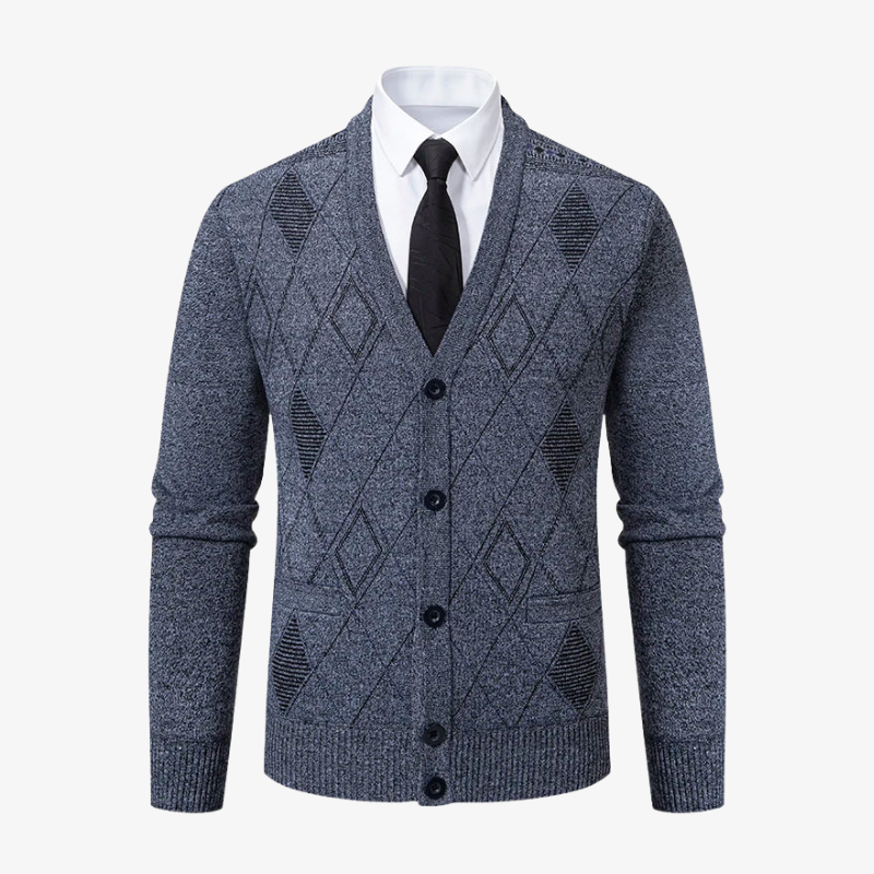 Salzburg Klassischer Cardigan mit Argyle-Muster und V-Ausschnitt