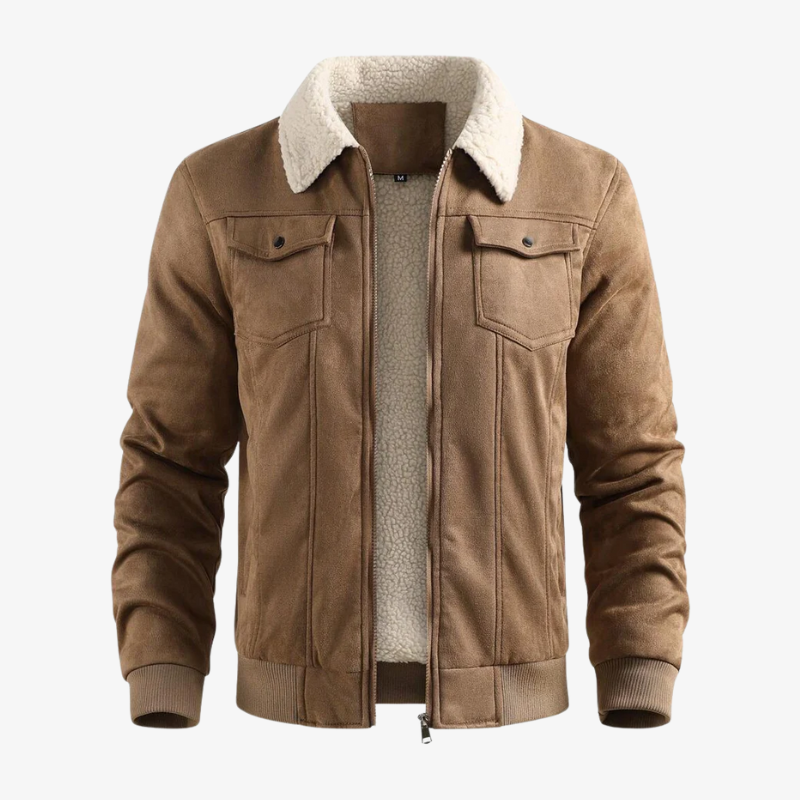 Graz Winterjacke aus Wildleder-Optik mit Lammfell-Imitat-Futter