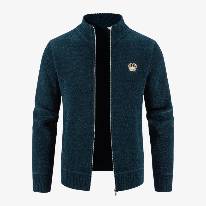 Graz Exklusive Strickjacke mit Kronen-Emblem und Reißverschluss