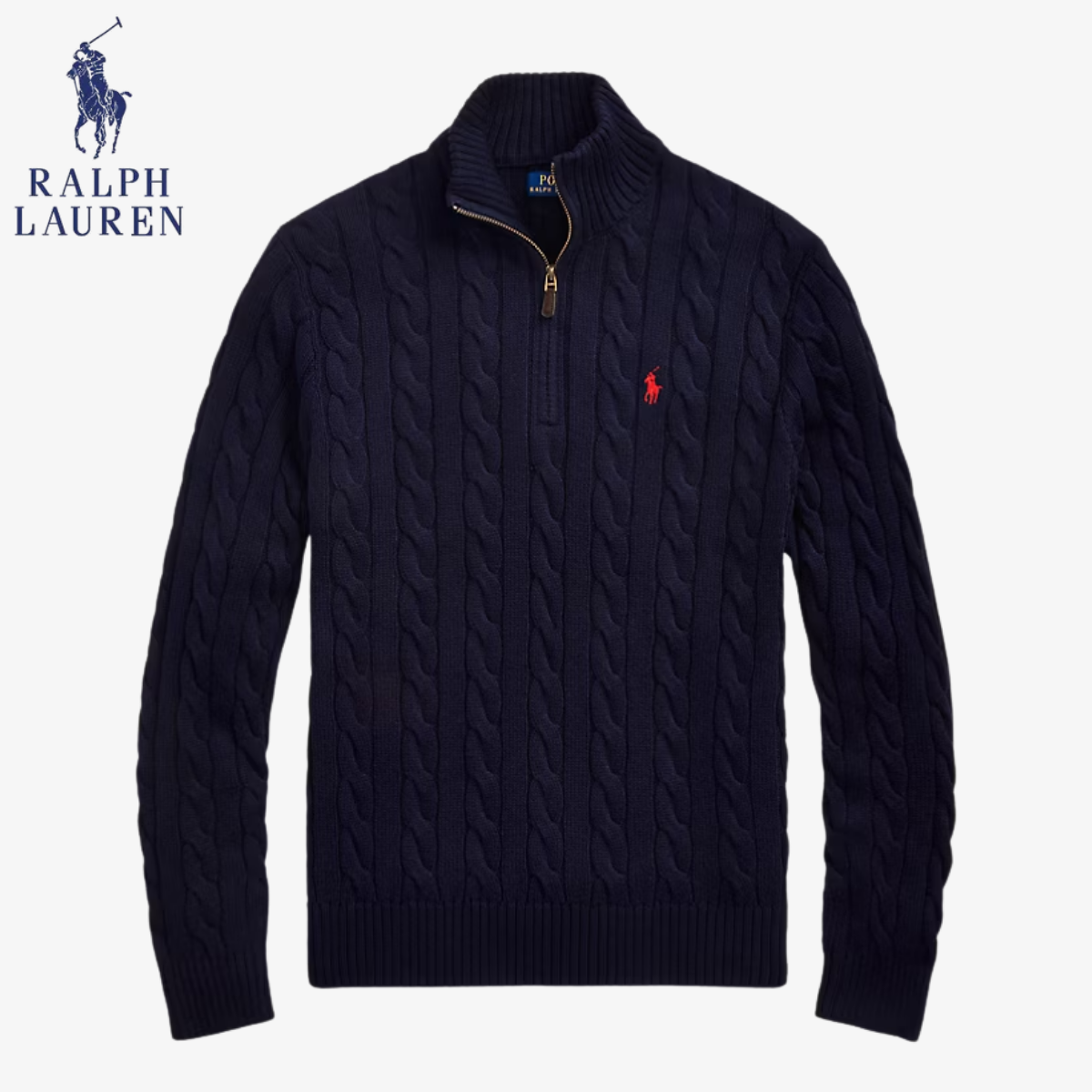Polo RL St. Moritz Cable-Knit Wool Half-Zip Sweater