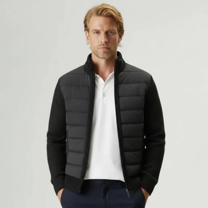 Vaduz Premium Strickjacke mit Struktur-Relief und Stehkragen