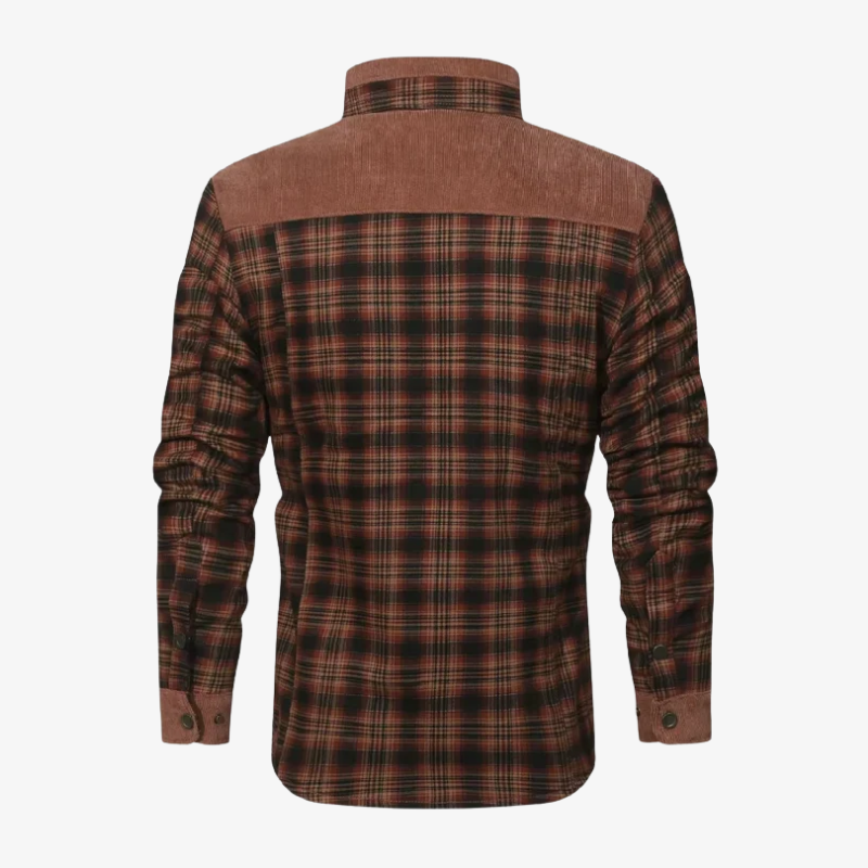Graz Gefütterte Flanell-Holzfällerjacke mit Teddy-Fleece & Cord-Details