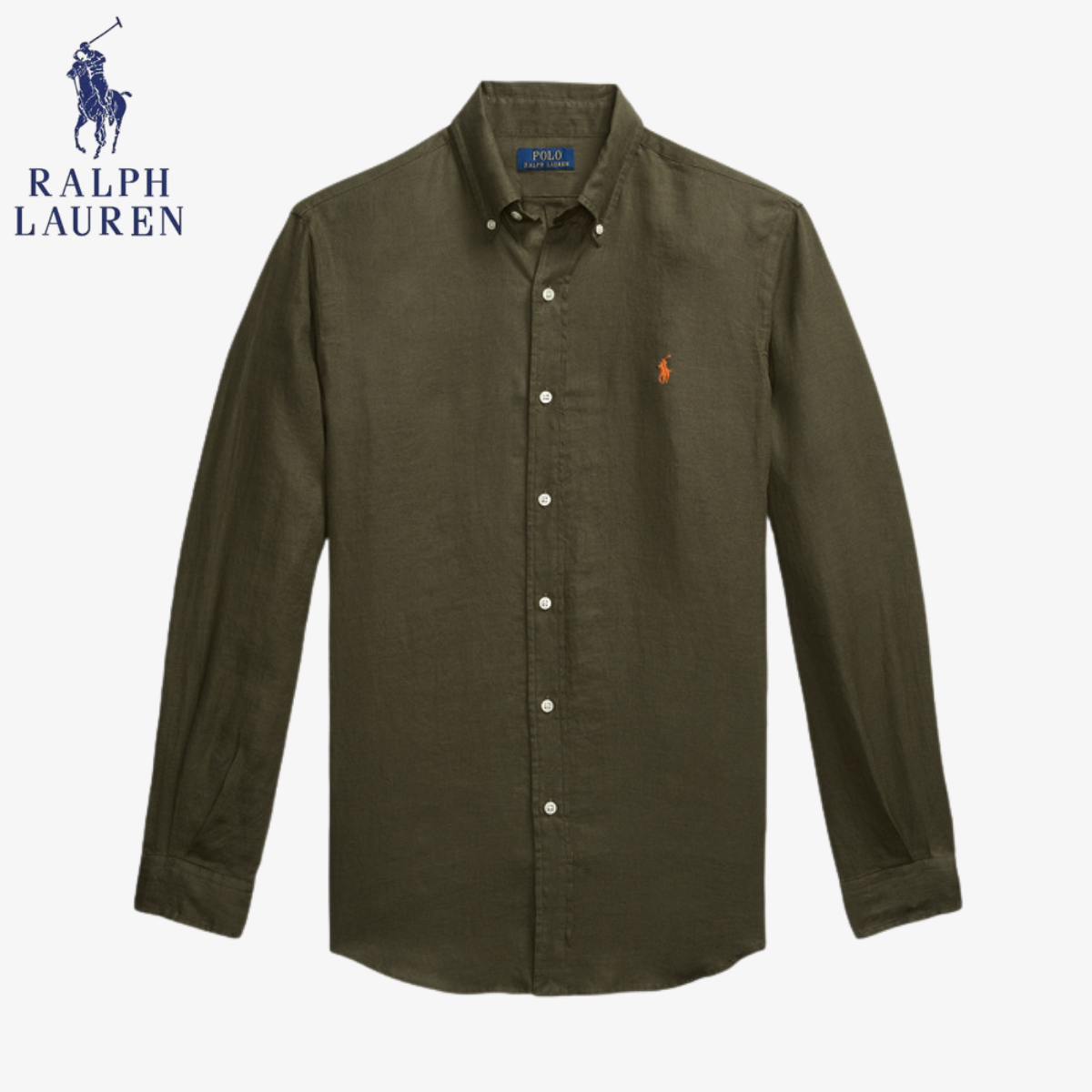 Classic Long-Sleeve Linen Polo RL Ascona Button-Down Shirt