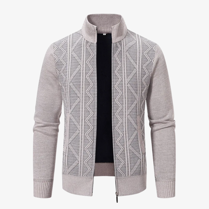 Innsbruck Strickjacke mit geometrischem Relief-Muster und Stehkragen