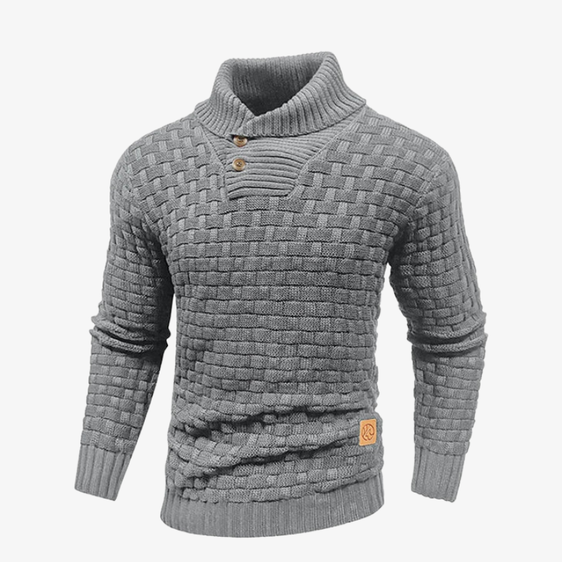 Davos Struktur-Strickjacke mit Karo-Relief und Stehkragen