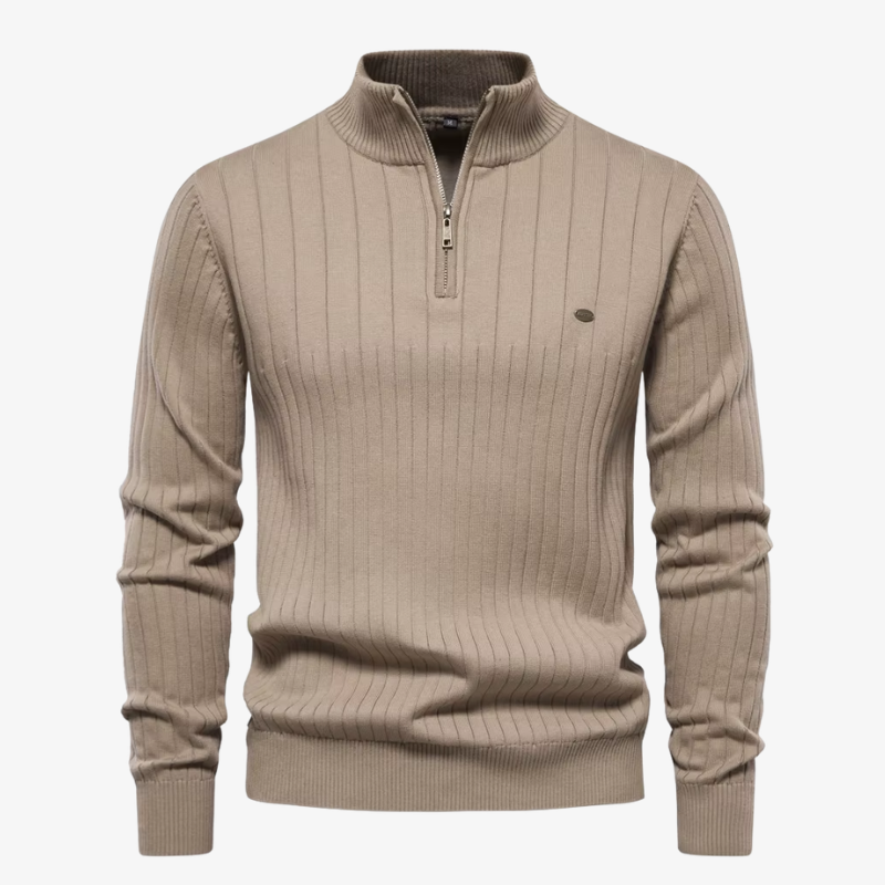 Zermatt Herren-Feinstrickpullover mit Stehkragen und Reißverschluss