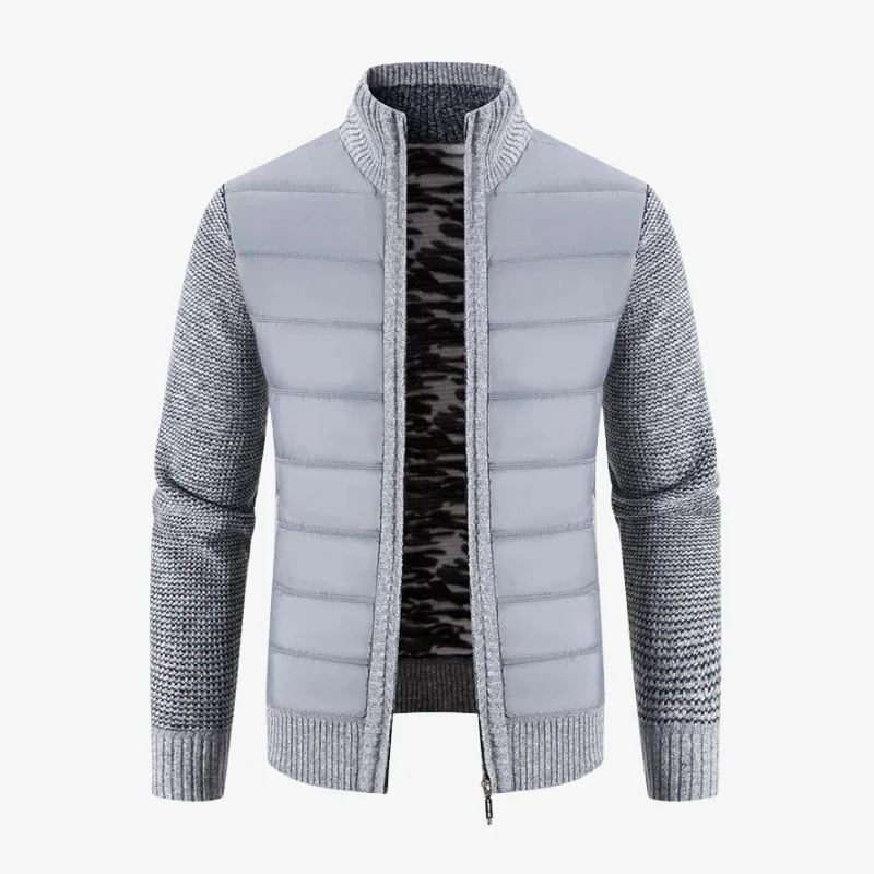 Vaduz Premium Strickjacke mit Struktur-Relief und Stehkragen