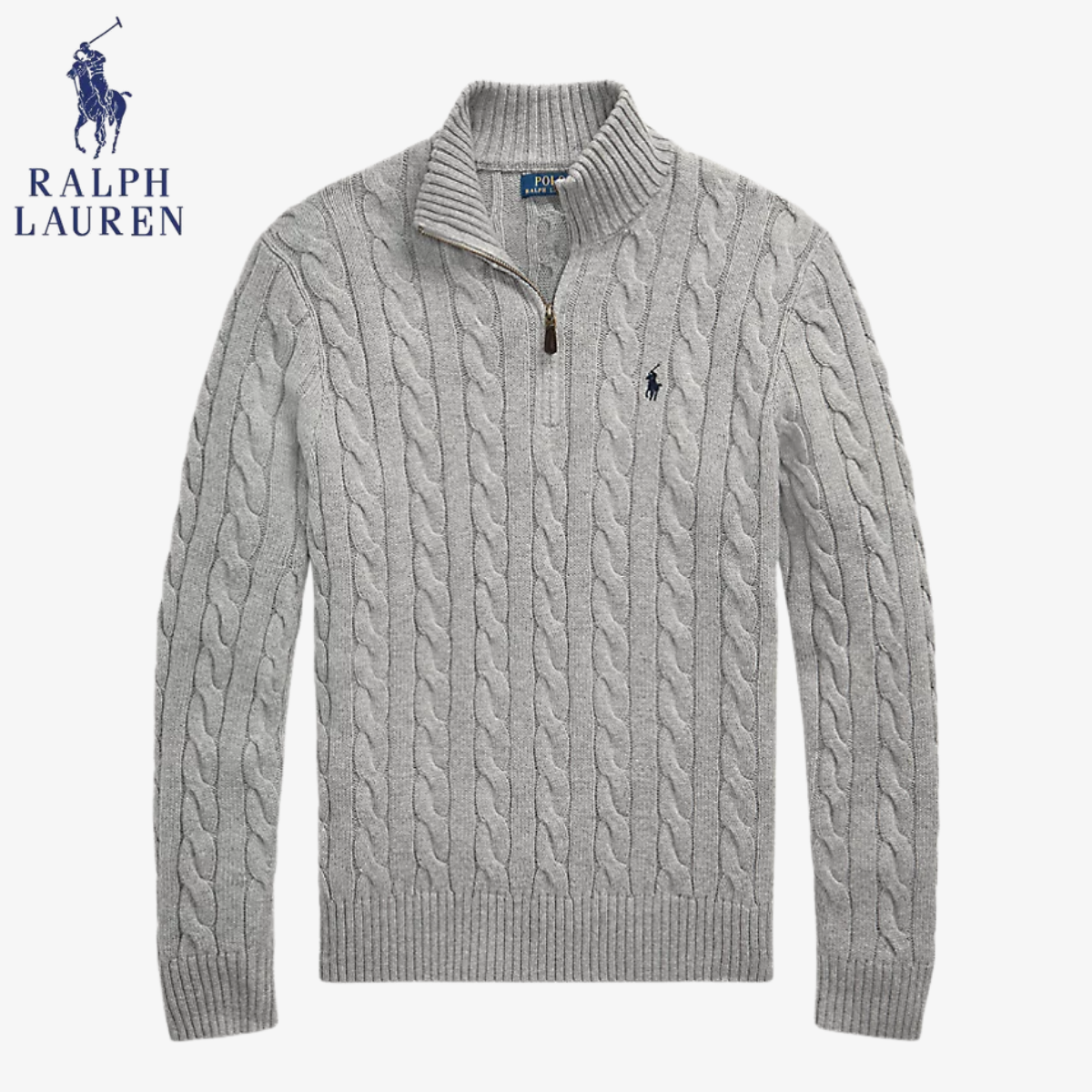 Polo RL St. Moritz Cable-Knit Wool Half-Zip Sweater