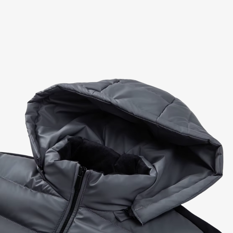 Graz Hybrid-Steppjacke mit Kapuze und Fleece-Ärmeln