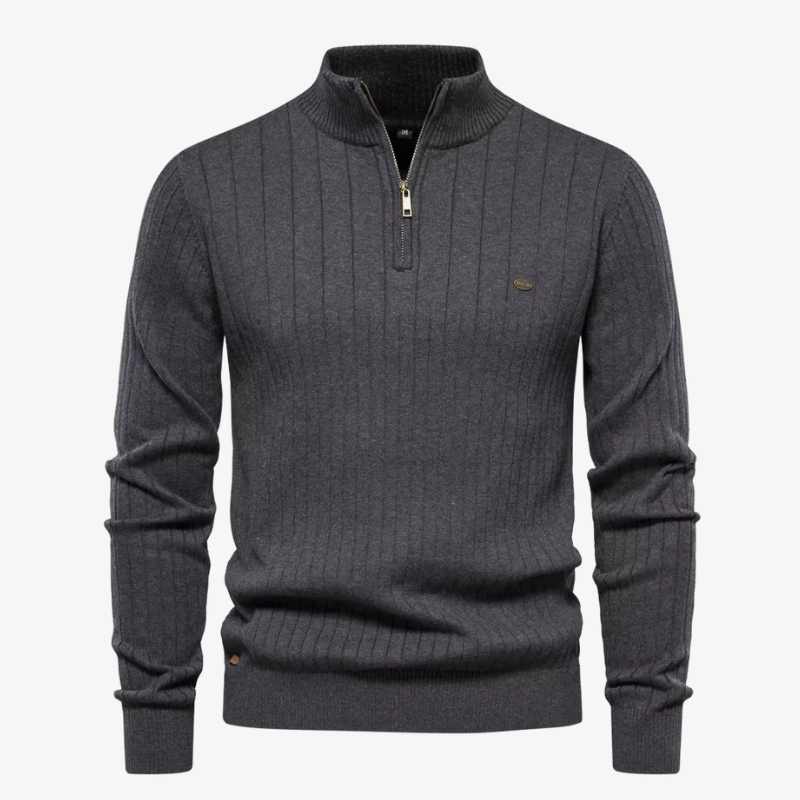 Zermatt Herren-Feinstrickpullover mit Stehkragen und Reißverschluss