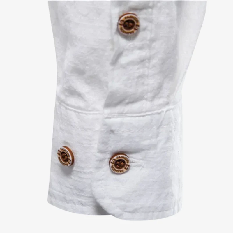 Lars Urban-Linen Hemd com Stehkragen und Leinen-Struktur