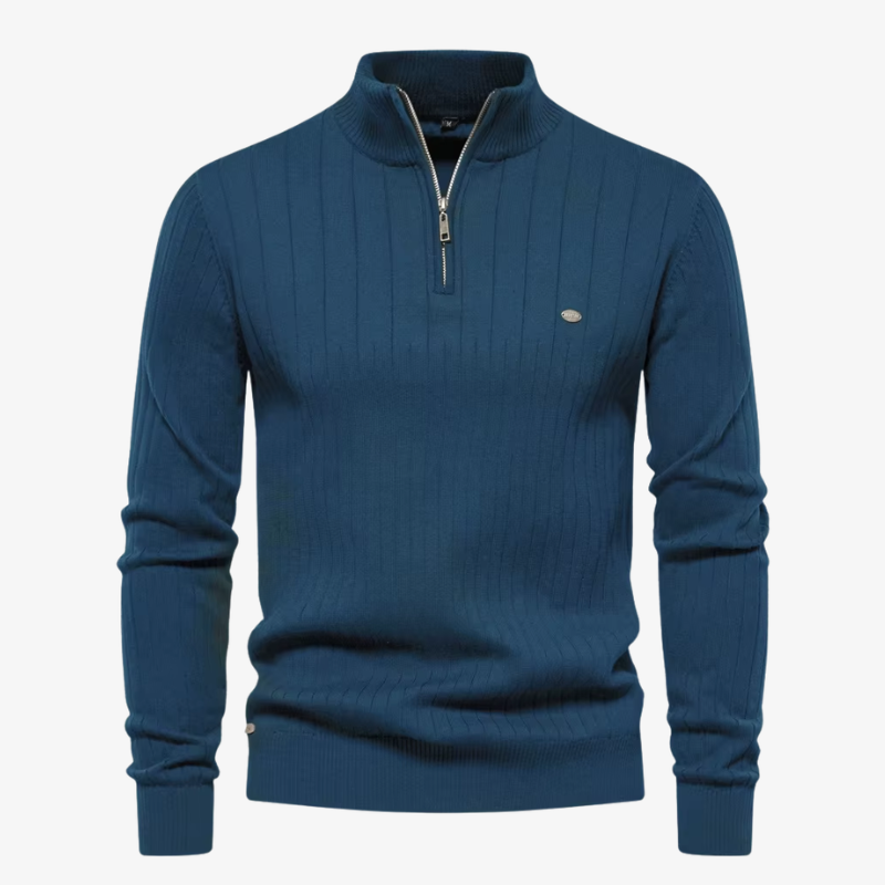 Zermatt Herren-Feinstrickpullover mit Stehkragen und Reißverschluss