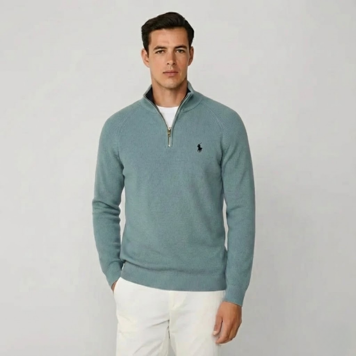 Polo RL Hallen Textured Full-Zip Cardigan with Stand-Up Collar