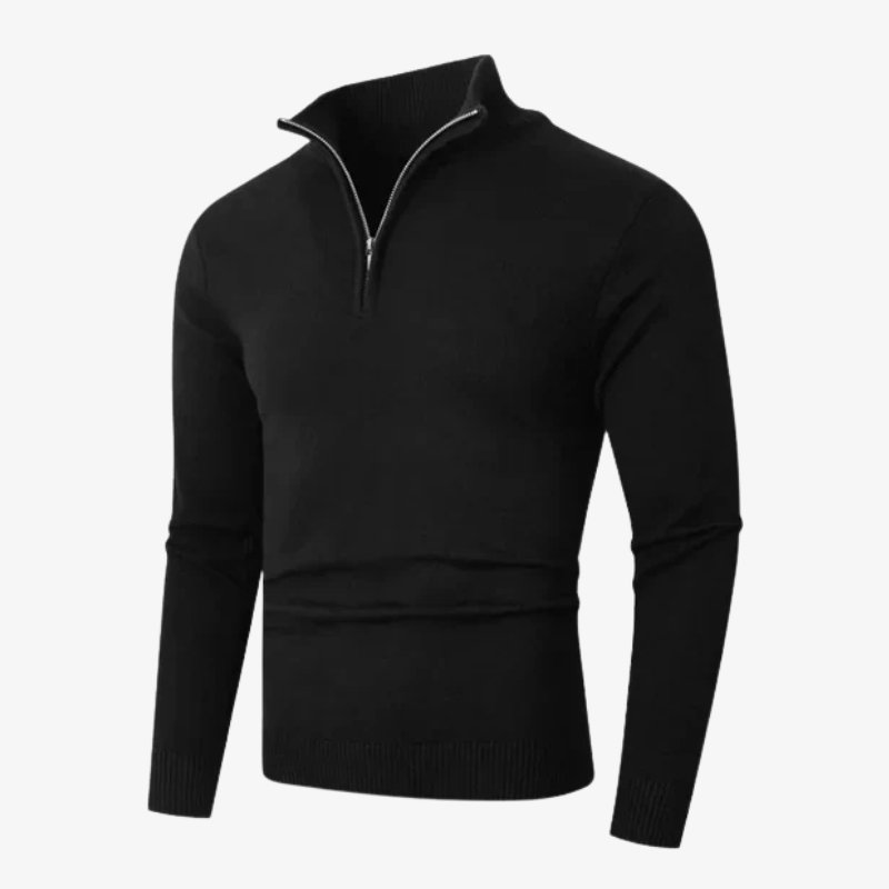 Nordic Slim-Fit Troyer Pullover mit Stehkragen und Reißverschluss