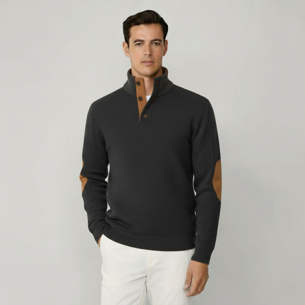 Tirol Outdoor-Pullover mit Knöpfen und Ellbogen-Patches