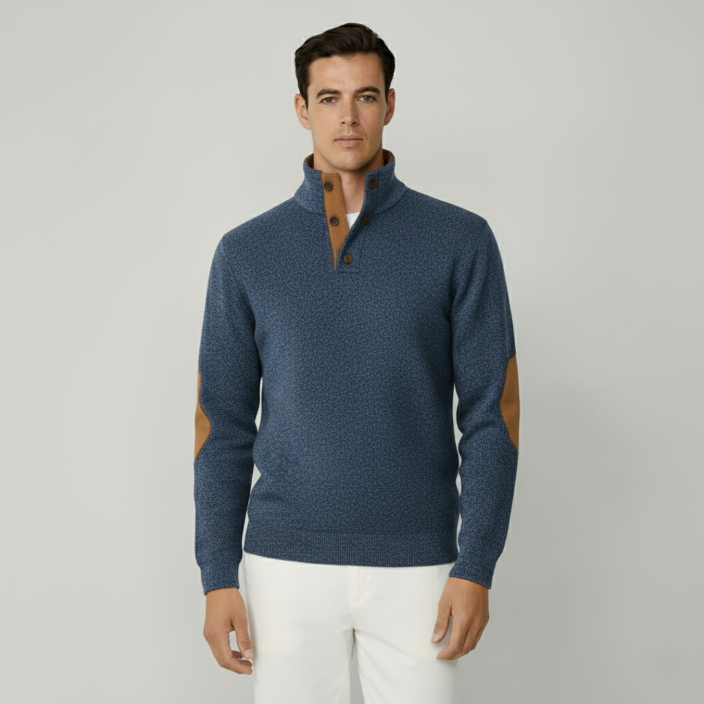 Tirol Outdoor-Pullover mit Knöpfen und Ellbogen-Patches