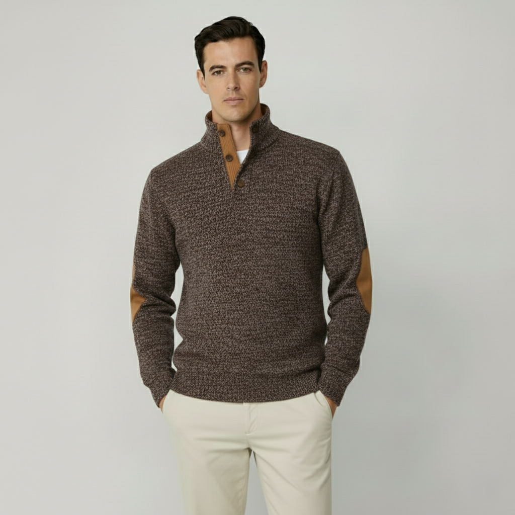 Tirol Outdoor-Pullover mit Knöpfen und Ellbogen-Patches