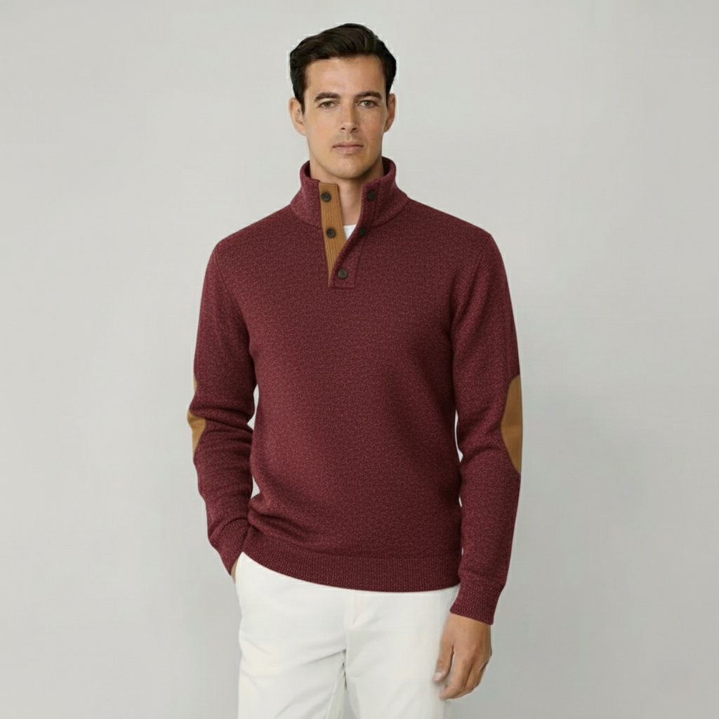 Tirol Outdoor-Pullover mit Knöpfen und Ellbogen-Patches