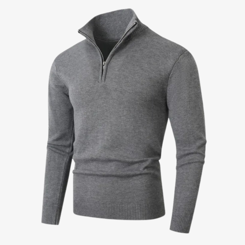 Nordic Slim-Fit Troyer Pullover mit Stehkragen und Reißverschluss