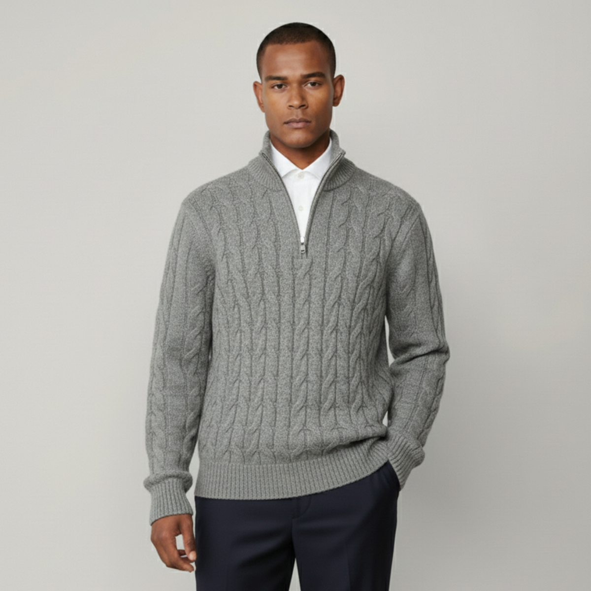 St. Moritz Troyer-Pullover aus Zopfstrick mit Reißverschluss