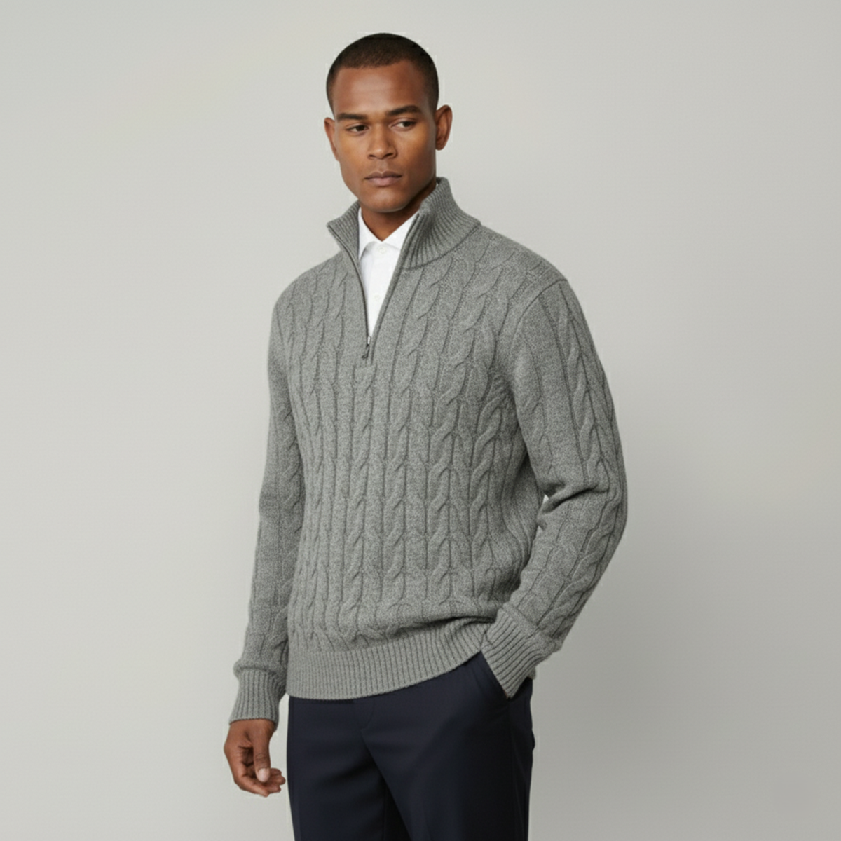 St. Moritz Troyer-Pullover aus Zopfstrick mit Reißverschluss