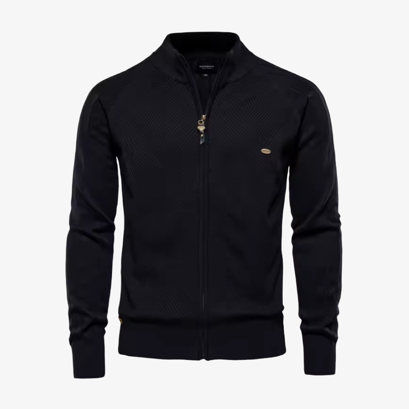 Appenzell Grobstrickjacke mit Zopfmuster und Stehkragen