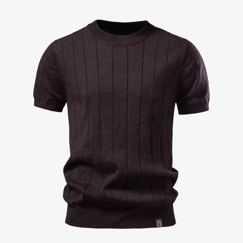 Lund Premium Ribbed-Short Strickshirt mit Rundhals und Soft-Touch