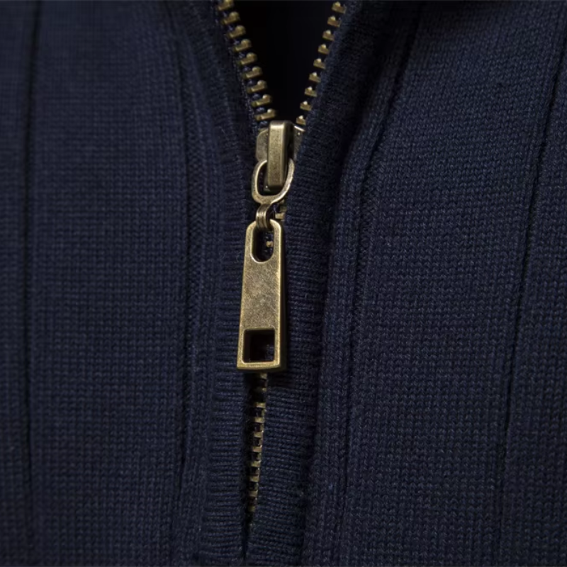 Zermatt Herren-Feinstrickpullover mit Stehkragen und Reißverschluss