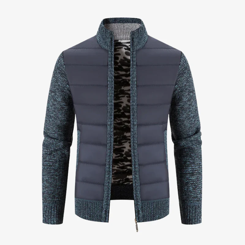 Vaduz Premium Strickjacke mit Struktur-Relief und Stehkragen
