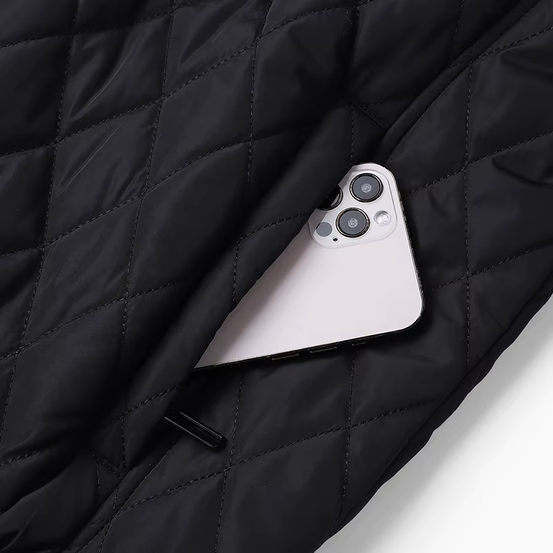Graz Hybrid-Pufferjacke mit Rautensteppung und Karo-Futter