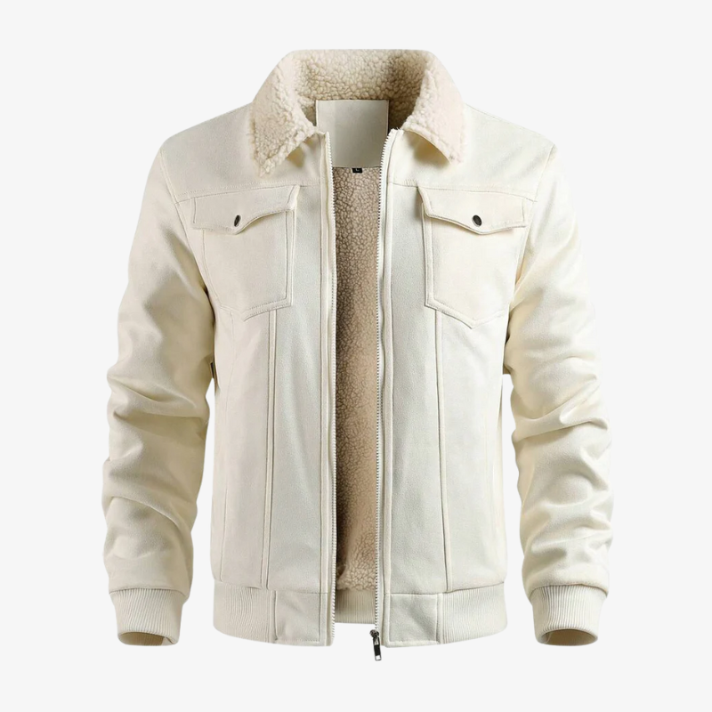 Graz Winterjacke aus Wildleder-Optik mit Lammfell-Imitat-Futter