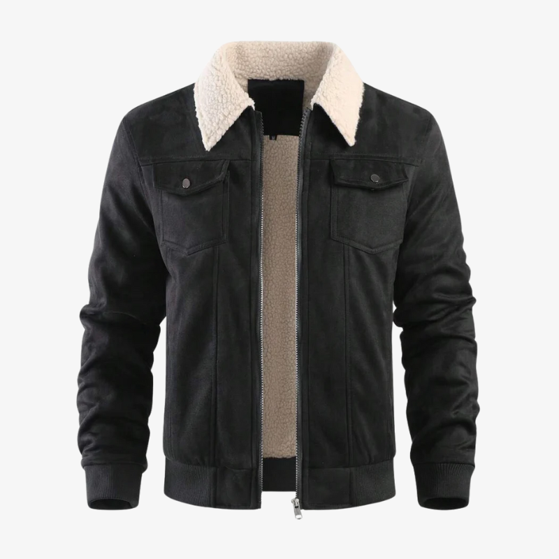 Graz Winterjacke aus Wildleder-Optik mit Lammfell-Imitat-Futter