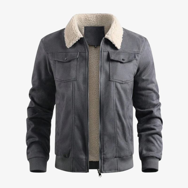 Graz Winterjacke aus Wildleder-Optik mit Lammfell-Imitat-Futter