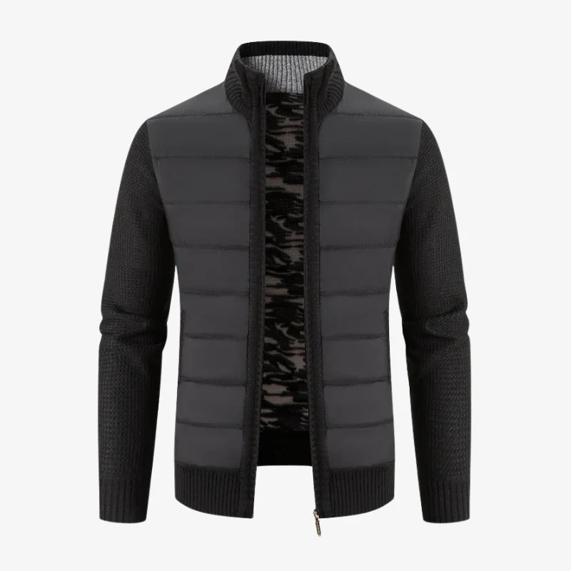 Vaduz Premium Strickjacke mit Struktur-Relief und Stehkragen