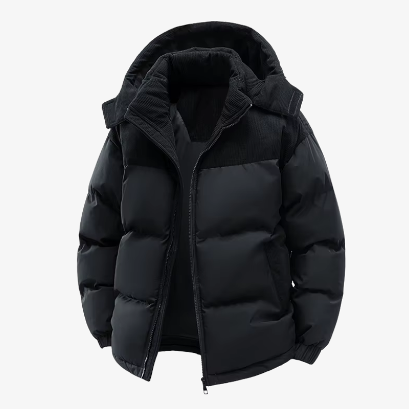 Graz Hybrid-Cord-Pufferjacke mit Kapuze