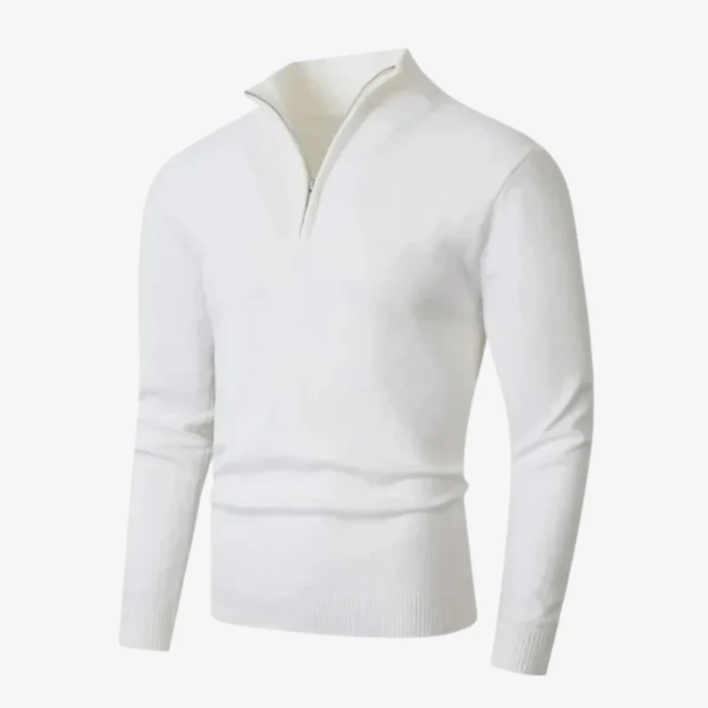 Nordic Slim-Fit Troyer Pullover mit Stehkragen und Reißverschluss