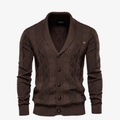 Heidelberg Schalkragen-Strickjacke mit Zopfmuster und Knöpfen