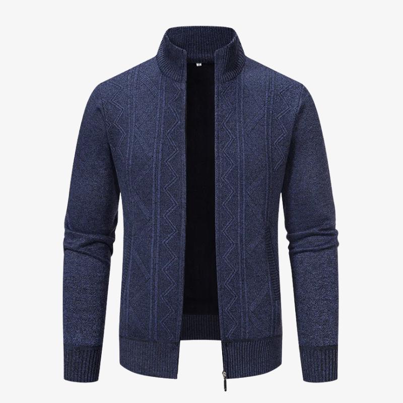 Innsbruck Strickjacke mit geometrischem Relief-Muster und Stehkragen