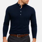 Lund Premium Comfort-Henley mit Stehkragen und Stretch-Anteil