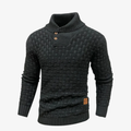Davos Struktur-Strickjacke mit Karo-Relief und Stehkragen