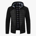 Lars Hybrid-Strickjacke mit Thermo-Steppung und Karo-Futter