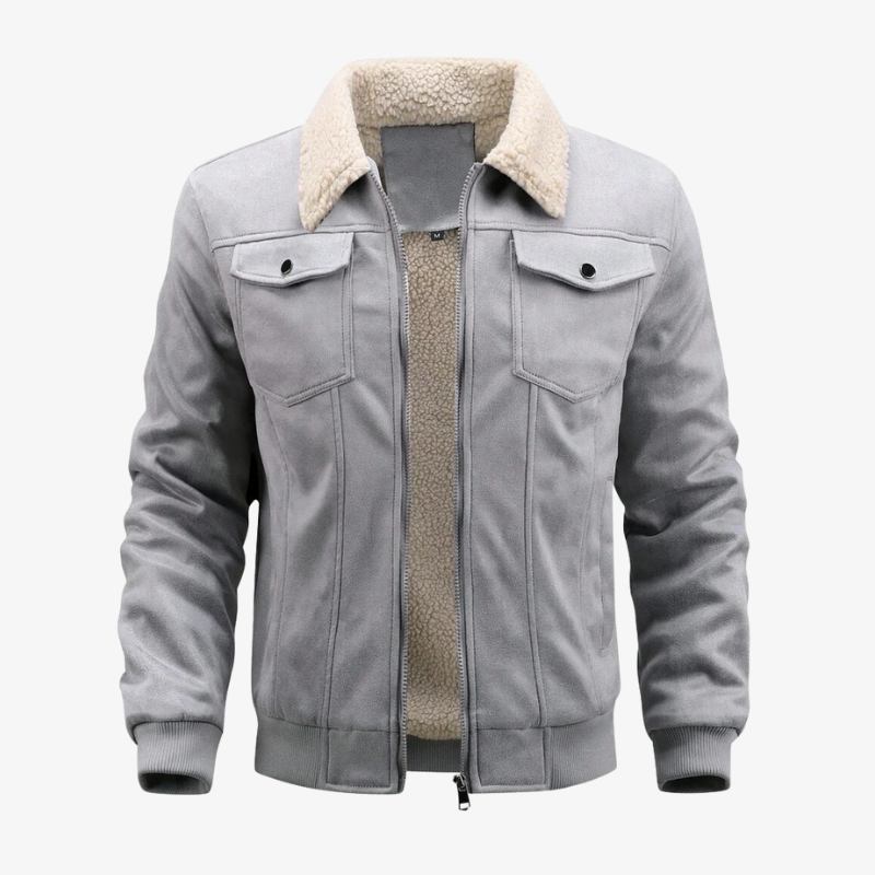 Graz Winterjacke aus Wildleder-Optik mit Lammfell-Imitat-Futter