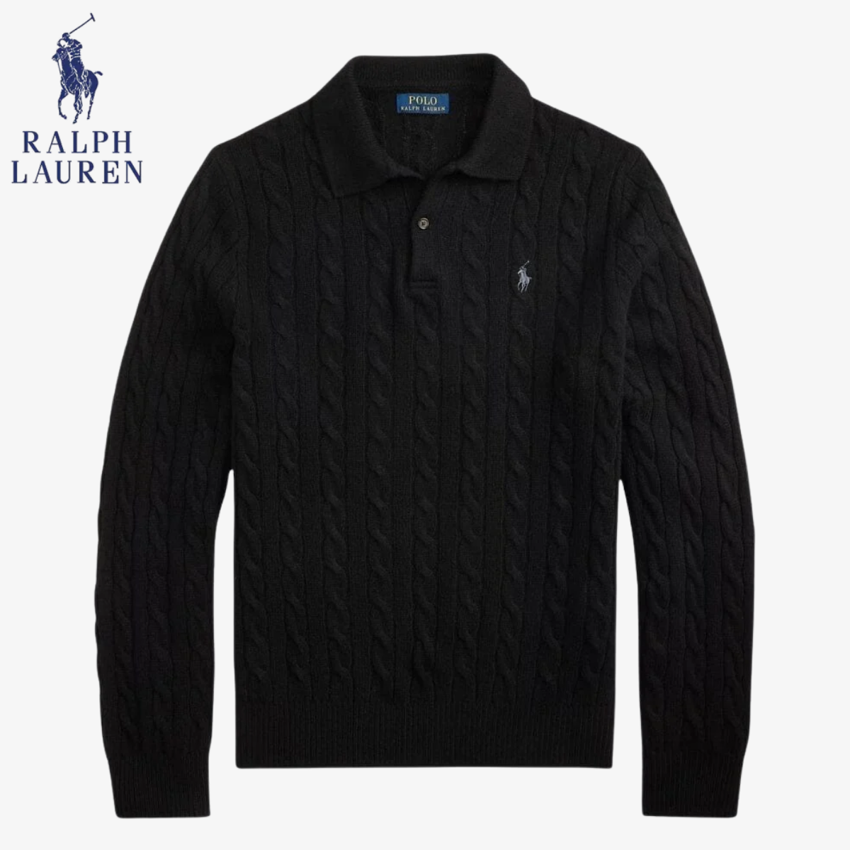 Classic Cable-Knit Polo RL Graz Sweater