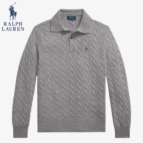 Classic Cable-Knit Polo RL Graz Sweater