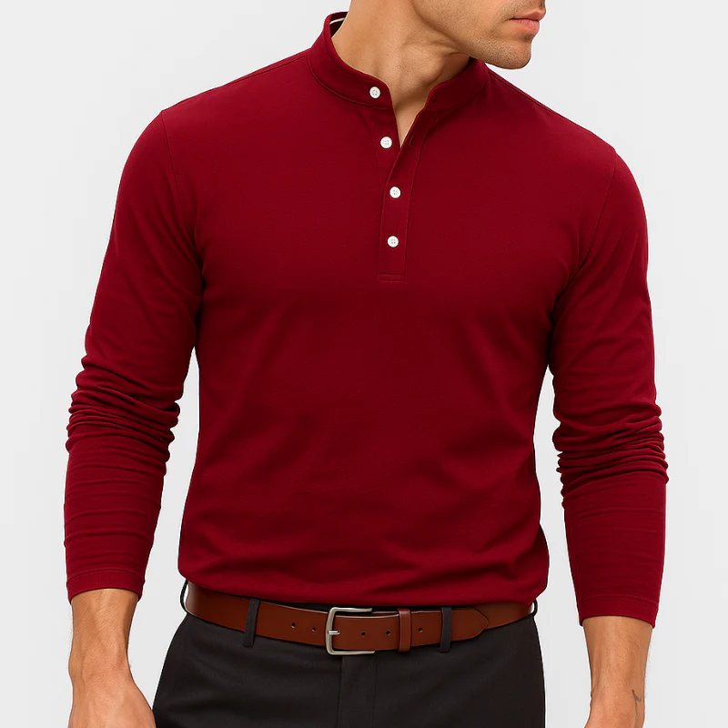 Lund Premium Comfort-Henley mit Stehkragen und Stretch-Anteil