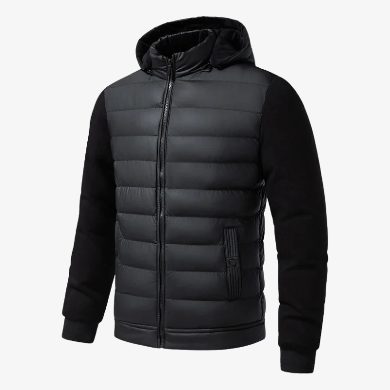 Graz Hybrid-Steppjacke mit Kapuze und Fleece-Ärmeln