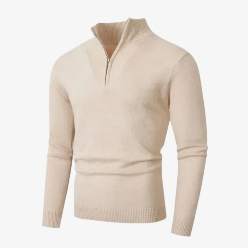 Nordic Slim-Fit Troyer Pullover mit Stehkragen und Reißverschluss