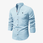 Lars Urban-Linen Hemd com Stehkragen und Leinen-Struktur