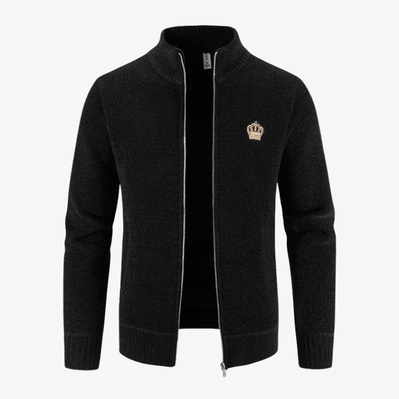 Graz Exklusive Strickjacke mit Kronen-Emblem und Reißverschluss